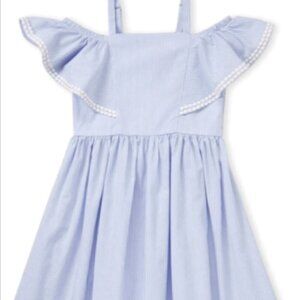 NWT - BCBGirls Pinstripe Blue White Cold Shoulder Dress Sz 16 #92F